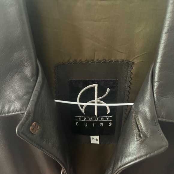 Brown semi long leather jacket - Picture 4 of 5